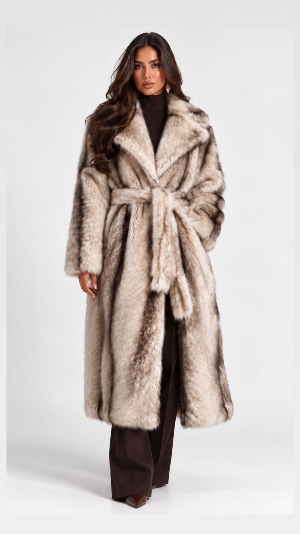 The Sienne Belted Faux Fur Coat | One Size