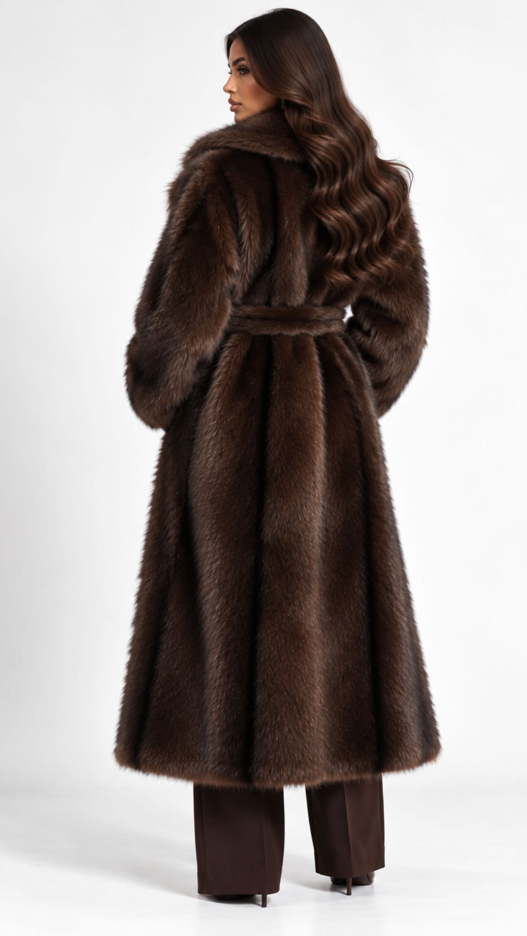 The Monaco Belted Faux Fur Coat | One Size