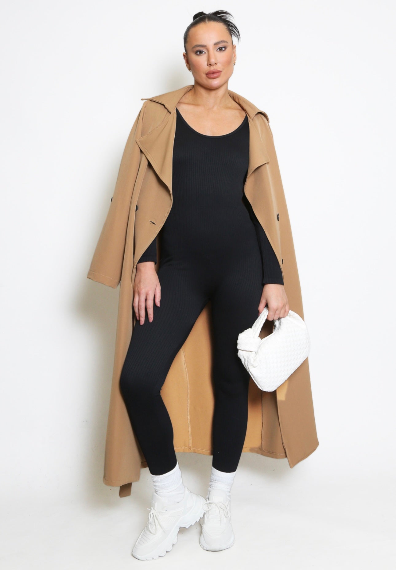 Long Sleeved Ribbed Jumpsuit