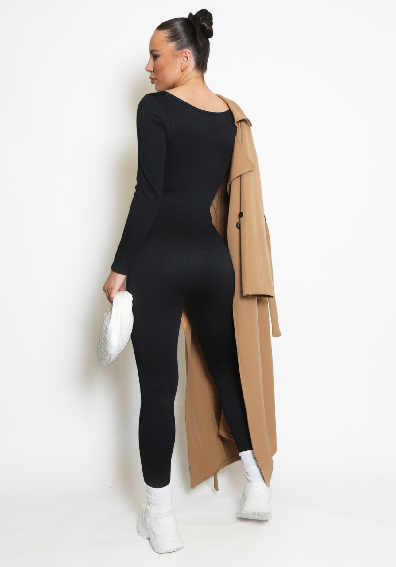 Long Sleeved Ribbed Jumpsuit