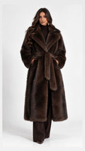 The Monaco Belted Faux Fur Coat | One Size
